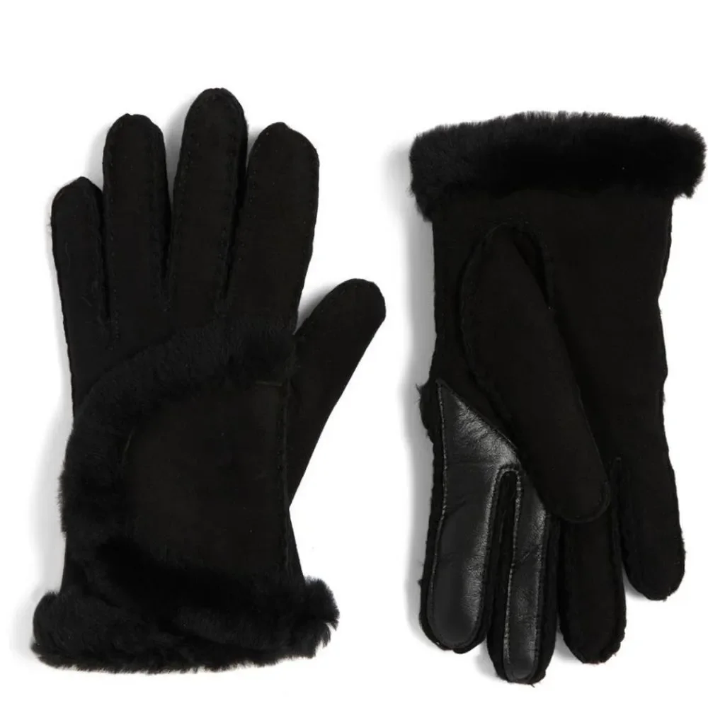 Ugg Sheepskin Exposed‎ Seam Glove- Black